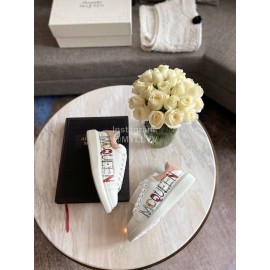 Alexander Mcqueen New Silk Leather Letter Printed Casual Shoes For Men And Women