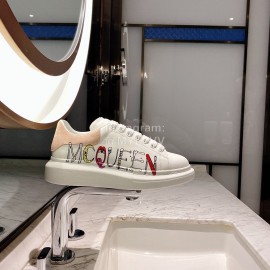 Alexander Mcqueen New Silk Leather Letter Printed Casual Shoes For Men And Women