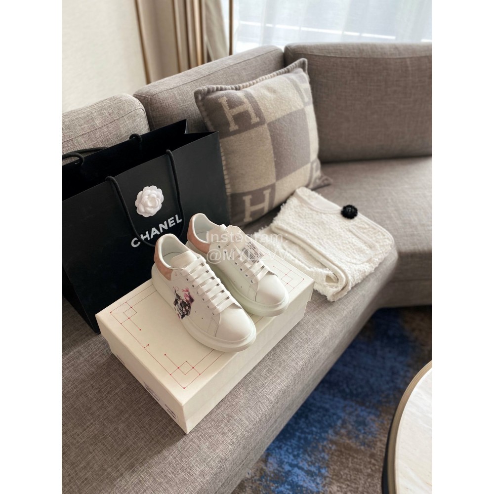 Alexander Mcqueen New Silk Leather Dog Printed Casual Shoes For Men And Women