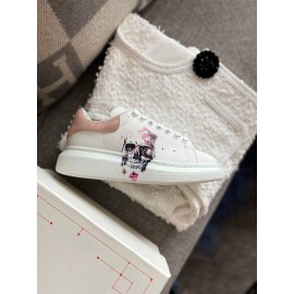 Alexander Mcqueen New Silk Leather Dog Printed Casual Shoes For Men And Women