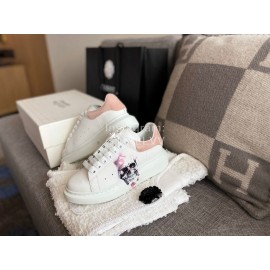 Alexander Mcqueen New Silk Leather Dog Printed Casual Shoes For Men And Women