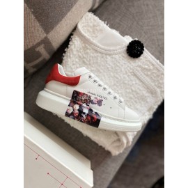 Alexander Mcqueen New Silk Leather Flower Printed Casual Shoes For Men And Women