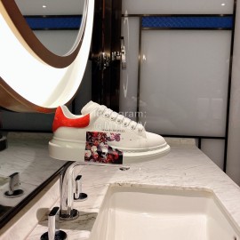 Alexander Mcqueen New Silk Leather Flower Printed Casual Shoes For Men And Women