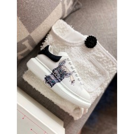 Alexander Mcqueen New Silk Leather Printed Casual Shoes For Men And Women