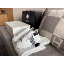 Alexander Mcqueen New Silk Leather Printed Casual Shoes For Men And Women