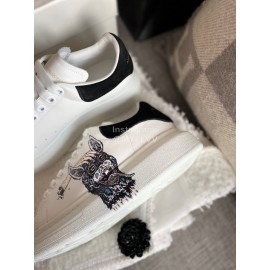 Alexander Mcqueen New Silk Leather Printed Casual Shoes For Men And Women