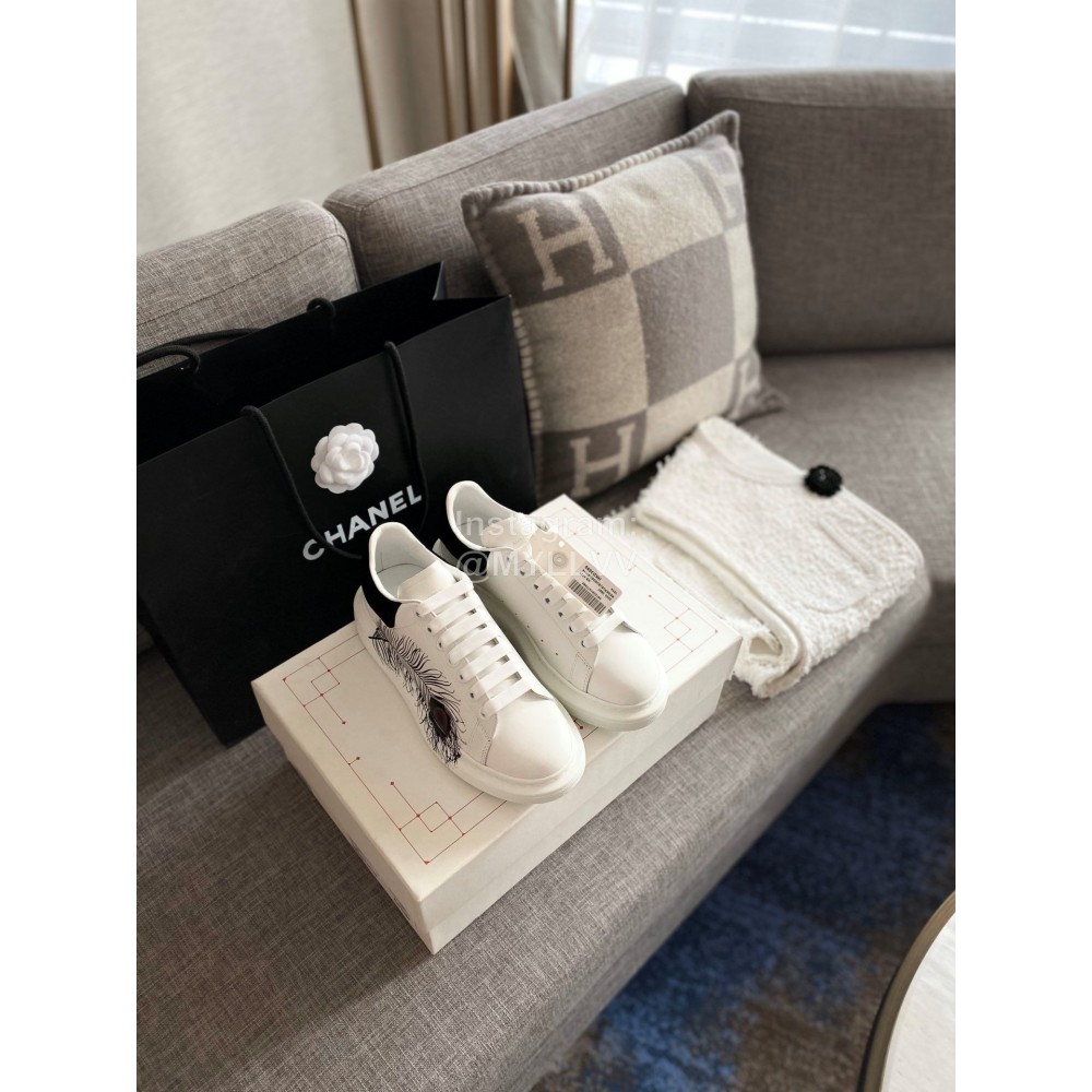 Alexander Mcqueen Fashion Silk Leather Printed Casual Shoes For Men And Women