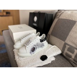 Alexander Mcqueen Fashion Silk Leather Printed Casual Shoes For Men And Women