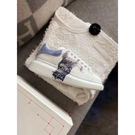 Alexander Mcqueen New Printed Silk Leather Casual Shoes For Men And Women