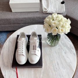 Alexander Mcqueen New Printed Silk Leather Casual Shoes For Men And Women