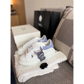 Alexander Mcqueen New Printed Silk Leather Casual Shoes For Men And Women