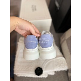 Alexander Mcqueen New Printed Silk Leather Casual Shoes For Men And Women