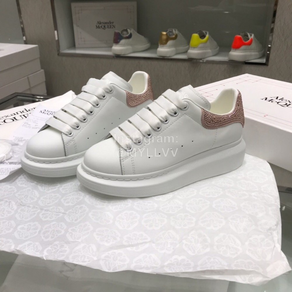 Alexander Mcqueen New Silk Leather Thick Soled Casual Shoes For Men And Women Pink