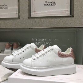 Alexander Mcqueen New Silk Leather Thick Soled Casual Shoes For Men And Women Pink