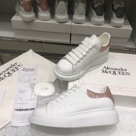 Alexander Mcqueen New Silk Leather Thick Soled Casual Shoes For Men And Women Pink