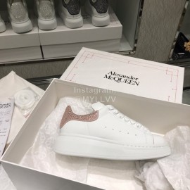 Alexander Mcqueen New Silk Leather Thick Soled Casual Shoes For Men And Women Pink