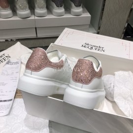 Alexander Mcqueen New Silk Leather Thick Soled Casual Shoes For Men And Women Pink