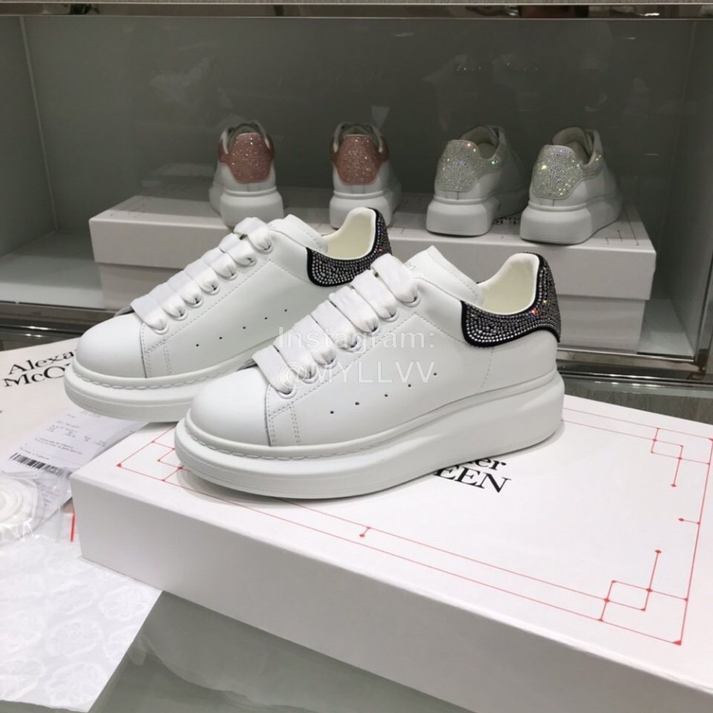 Alexander Mcqueen New Silk Leather Thick Soled Casual Shoes For Men And Women Black