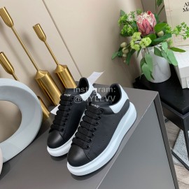 Alexander Mcqueen New Silk Leather Casual Thick Soled Shoes For Men And Women Black
