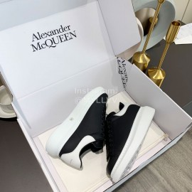 Alexander Mcqueen New Silk Leather Casual Thick Soled Shoes For Men And Women Black