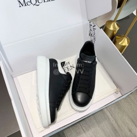 Alexander Mcqueen New Silk Leather Casual Thick Soled Shoes For Men And Women Black