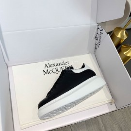 Alexander Mcqueen New Silk Leather Casual Thick Soled Shoes For Men And Women Black