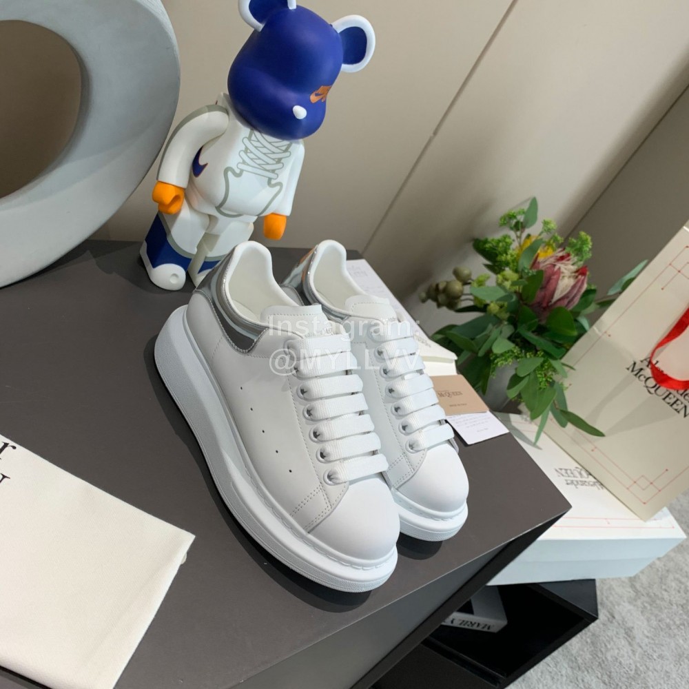 Alexander Mcqueen New Silk Leather Casual Thick Soled Shoes For Men And Women White