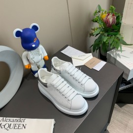Alexander Mcqueen New Silk Leather Casual Thick Soled Shoes For Men And Women White