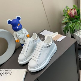 Alexander Mcqueen New Silk Leather Casual Thick Soled Shoes For Men And Women White