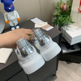 Alexander Mcqueen New Silk Leather Casual Thick Soled Shoes For Men And Women White