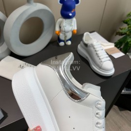 Alexander Mcqueen New Silk Leather Casual Thick Soled Shoes For Men And Women White