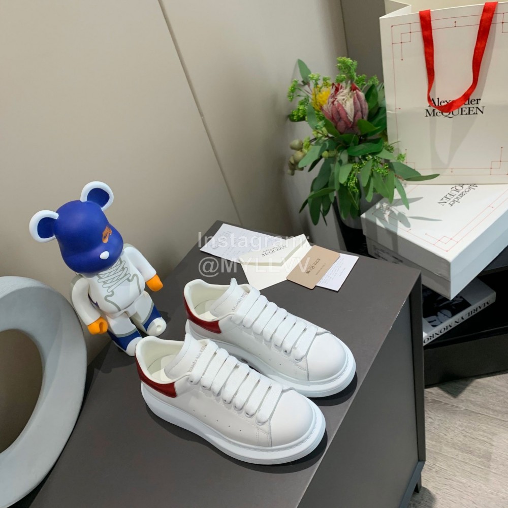 Alexander Mcqueen New Silk Leather Casual Thick Soled Shoes For Men And Women Red