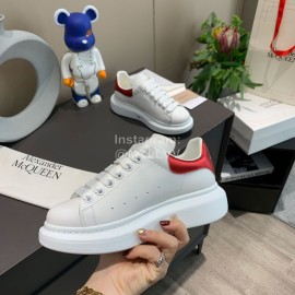 Alexander Mcqueen New Silk Leather Casual Thick Soled Shoes For Men And Women Red