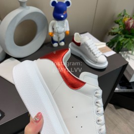 Alexander Mcqueen New Silk Leather Casual Thick Soled Shoes For Men And Women Red