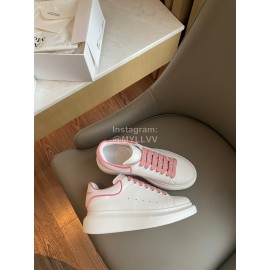 Alexandermcqueen Cowhide Lace Up Sneakers For Men And Women Pink