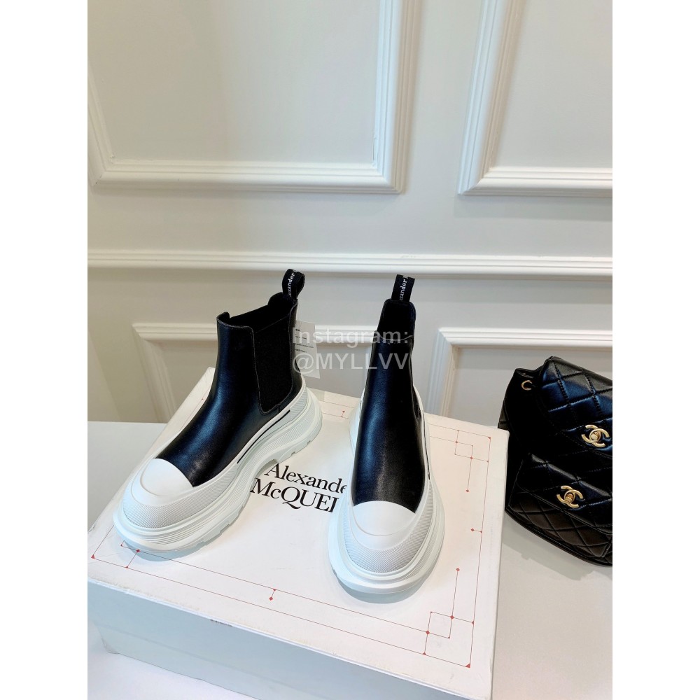 Alexandermcqueen Leather Thick Soles Chelsea Boots For Men And Women White