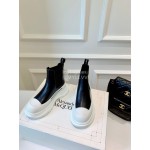 Alexandermcqueen Leather Thick Soles Chelsea Boots For Men And Women White