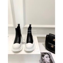 Alexandermcqueen Leather Thick Soles Chelsea Boots For Men And Women White