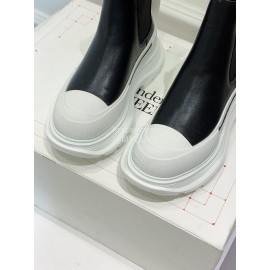 Alexandermcqueen Leather Thick Soles Chelsea Boots For Men And Women White