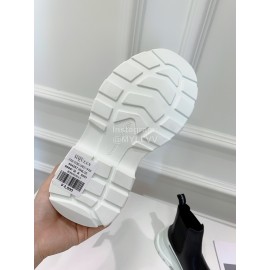 Alexandermcqueen Leather Thick Soles Chelsea Boots For Men And Women White