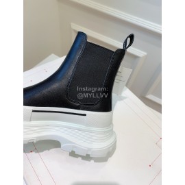 Alexandermcqueen Leather Thick Soles Chelsea Boots For Men And Women White