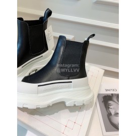 Alexandermcqueen Leather Thick Soles Chelsea Boots For Men And Women White