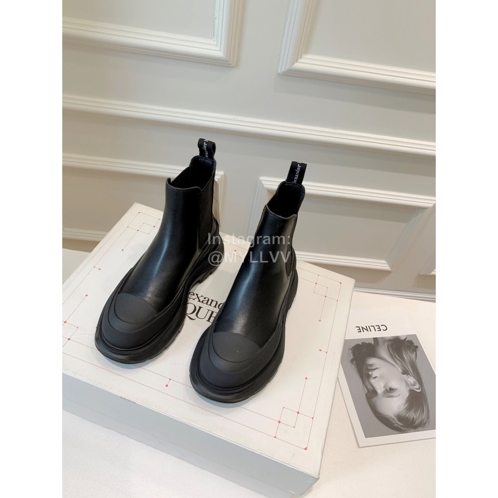 Alexandermcqueen Leather Thick Soles Chelsea Boots For Men And Women Black