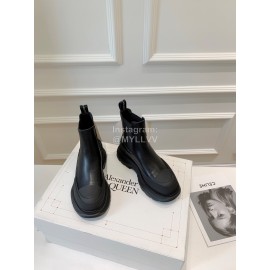 Alexandermcqueen Leather Thick Soles Chelsea Boots For Men And Women Black