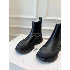Alexandermcqueen Leather Thick Soles Chelsea Boots For Men And Women Black