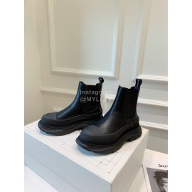 Alexandermcqueen Leather Thick Soles Chelsea Boots For Men And Women Black