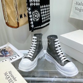 Alexandermcqueen Vintage Leather Thick Soles Boots For Men And Women Gray