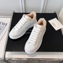 Alexandermcqueen Leather Wool Lace Up Sneakers For Men And Women Beige