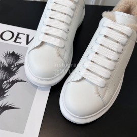 Alexandermcqueen Leather Wool Lace Up Sneakers For Men And Women Beige