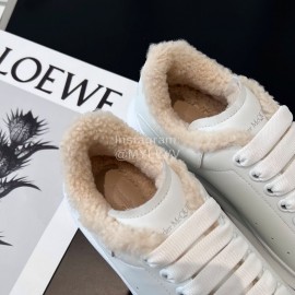 Alexandermcqueen Leather Wool Lace Up Sneakers For Men And Women Beige